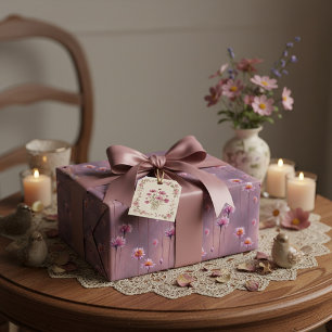 Papier Cadeau Motif de fleurs roses et orange