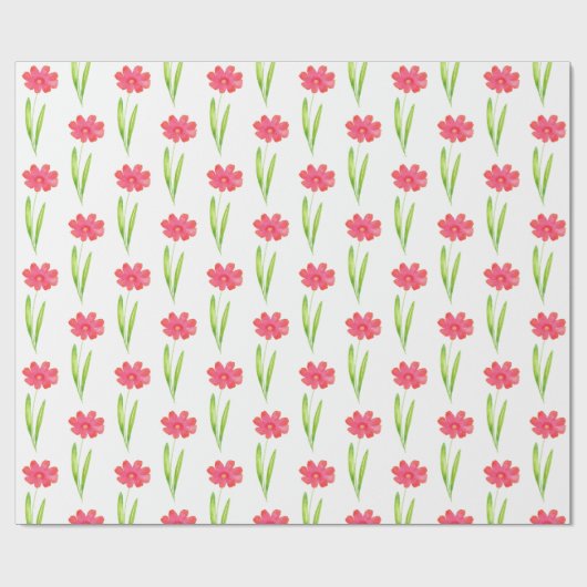 Papier Cadeau Motif de fleurs rouge, rose (Plat)