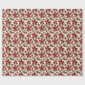 Papier Cadeau Motif de fleurs rouges (Plat)