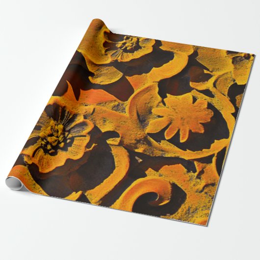 Papier Cadeau Motif de fleurs rustiques (Déroulé)