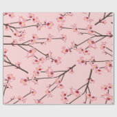 Papier Cadeau Motif de fleurs Sakura en rose japonais (Plat)