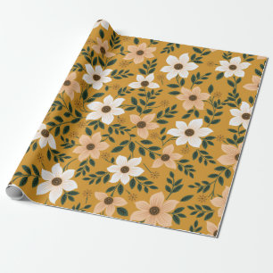 Papier Cadeau motif de fleurs traditionnel transparent