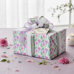 Papier Cadeau Motif de fleurs tropicales à l'aquarelle violette