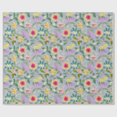 Papier Cadeau Motif de fleurs tropicales colorées illustrées (Plat)