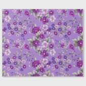 Papier Cadeau Motif de fleurs violettes (Plat)