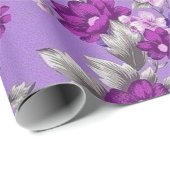 Papier Cadeau Motif de fleurs violettes (Coin rond)