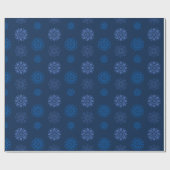 Papier Cadeau Motif de flocon de neige bleu foncé (Plat)
