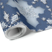 Papier Cadeau Motif de flocon de neige complexe (Coin rond)