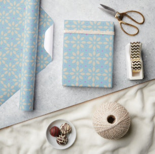 Papier Cadeau Motif de Flocon de neige géométrique d'hiver bleu 