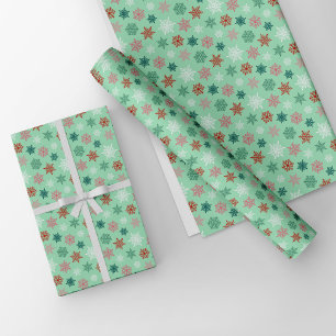 Papier Cadeau Motif de flocon de neige multicolore – Noël d'hive