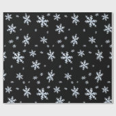 Papier Cadeau Motif de flocon de neige noir et blanc (Plat)