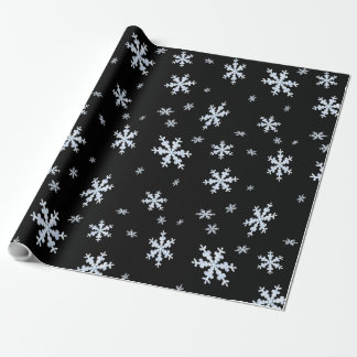 Papier Cadeau Motif de flocon de neige noir et blanc
