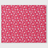 Papier Cadeau Motif de flocon de neige rouge et blanc (Plat)