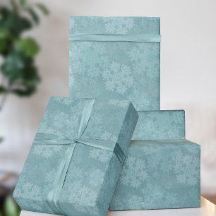 Papier Cadeau Motif de flocon de neige sarcelle Noël Vacances d'