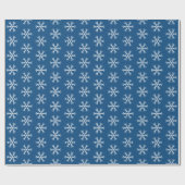 Papier Cadeau Motif de flocon de neige sur bleu foncé (Plat)