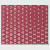 Papier Cadeau Motif de flocon de neige sur le rouge Bourgogne (Plat)