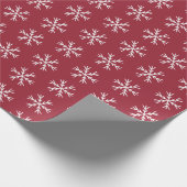 Papier Cadeau Motif de flocon de neige sur le rouge Bourgogne (Coin)