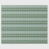 Papier Cadeau Motif de flocon de neige tricoté vert moche (Plat)