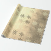 Papier Cadeau Motif de flocon de Noël en or moderne  (Déroulé)