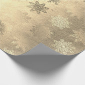 Papier Cadeau Motif de flocon de Noël en or moderne  (Coin)