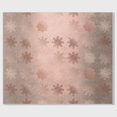 Papier Cadeau Motif de flocon de Noël rose en cuivre (Plat)