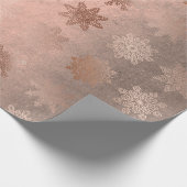 Papier Cadeau Motif de flocon de Noël rose en cuivre (Coin)
