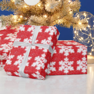 Papier Cadeau Motif de flocon rouge de Noël