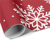 Papier Cadeau Motif de flocon rouge de Noël (Coin rond)