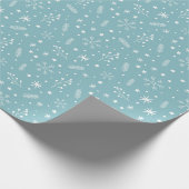 Papier Cadeau Motif de flocons de neige et de plantes blancs (Coin)
