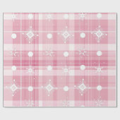 Papier Cadeau Motif de flocons de neige rose de Noël (Plat)