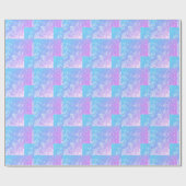 Papier Cadeau Motif de flocons de neige rose et bleu (Plat)