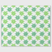 Papier Cadeau Motif de flocons d'eau vert (Plat)