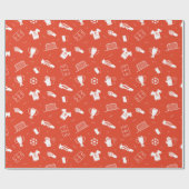Papier Cadeau Motif de football blanc rouge (Plat)