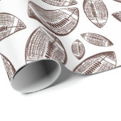 Papier Cadeau Motif de football Brown et blanc (Coin rond)