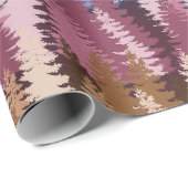 Papier Cadeau Motif de forêt de pins en couches (Coin rond)