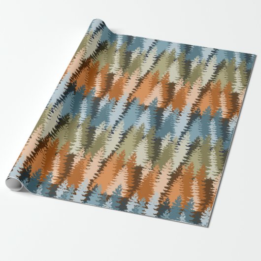 Papier Cadeau Motif de forêt de pins stratifiée (Déroulé)