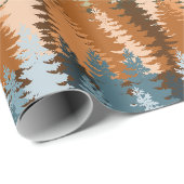 Papier Cadeau Motif de forêt de pins stratifiée (Coin rond)