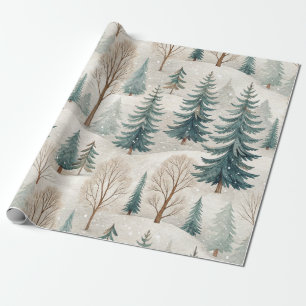 Papier Cadeau Motif de forêt enneigée – Paysage d'hiver paisible