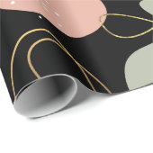 Papier Cadeau Motif de formes biologiques géométriques Boho esth (Coin rond)