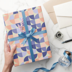 Papier Cadeau Motif de formes géométriques Retro Purple Coral Pe