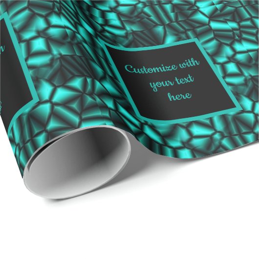 Papier Cadeau Motif de formes géométriques turquoise personnalis (Coin rond)