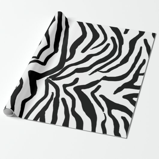 Papier Cadeau Motif de fourrure noir et blanc Zebra (Déroulé)
