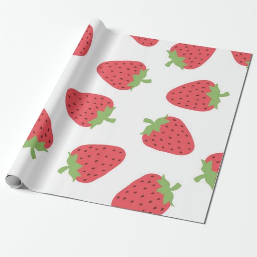 Papier Cadeau Motif de fraises (Déroulé)