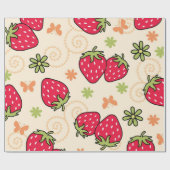 Papier Cadeau Motif de fraises (Plat)