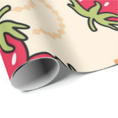 Papier Cadeau Motif de fraises (Coin rond)