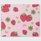 Papier Cadeau Motif de fraises (Plat)