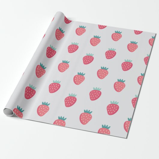 Papier Cadeau Motif de fraises (Déroulé)