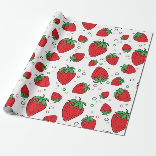 Papier Cadeau Motif de fraises (Déroulé)