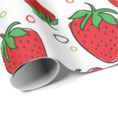 Papier Cadeau Motif de fraises (Coin rond)