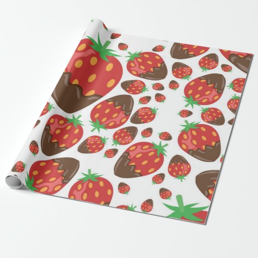 Papier Cadeau Motif de fraises (Déroulé)